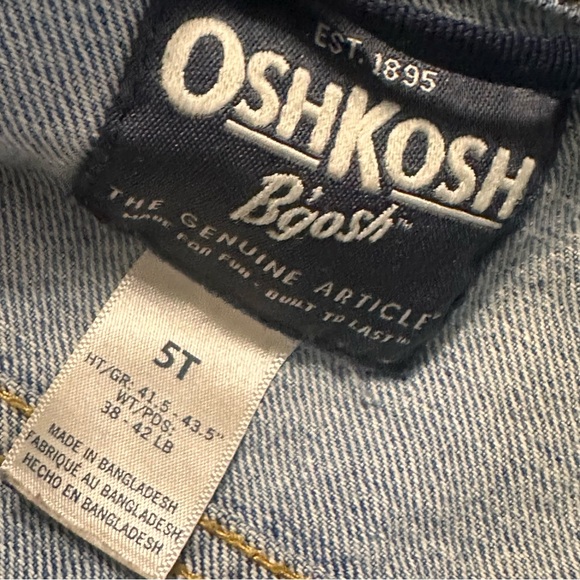OshKosh B'gosh Blue Unisex Trucker Jean Denim Jacket for Kids Size 5T 5 - Picture 6 of 9